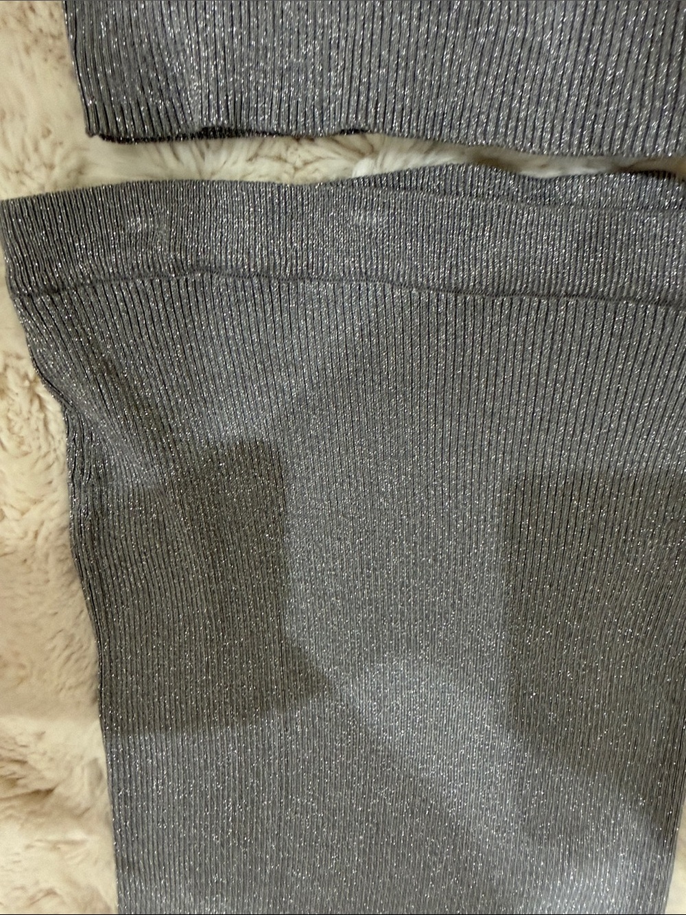 Zara Metallic Gray Ribbed Cropped Tank & Skirt Set - Picture 4 of 6
